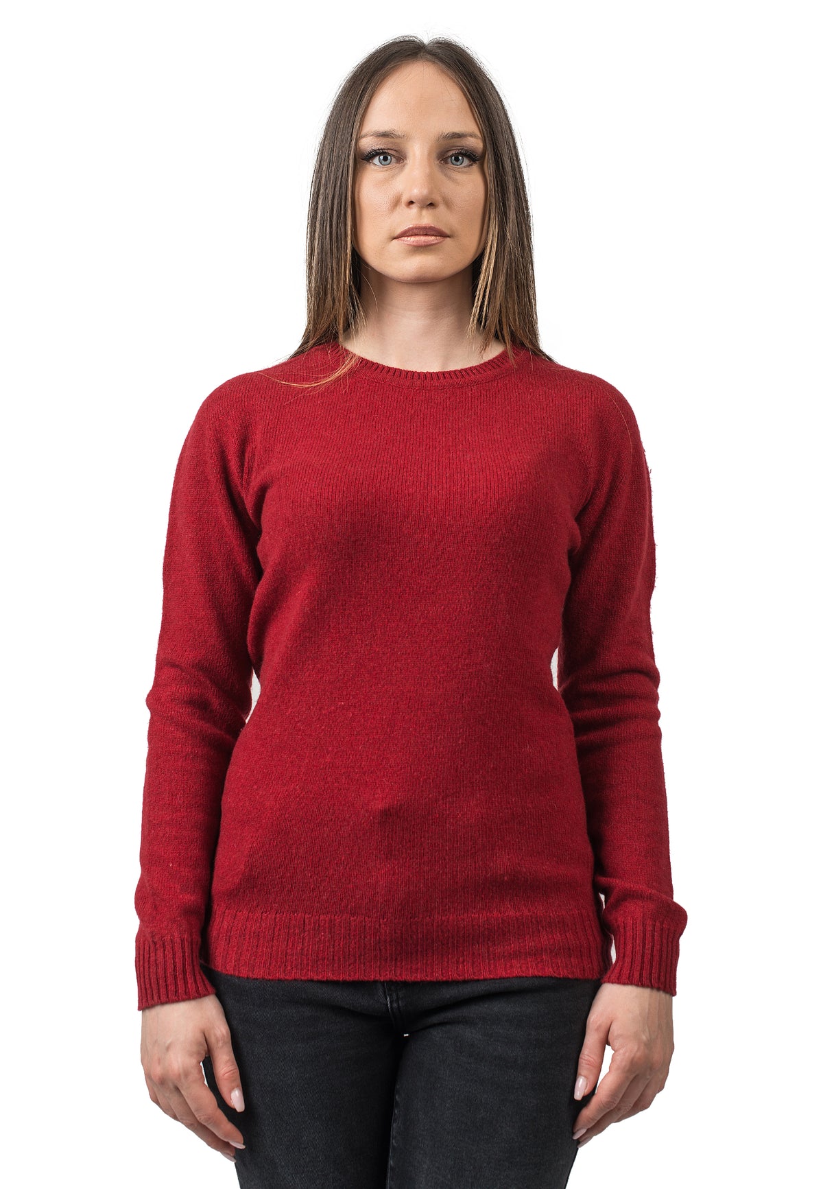 Pull col rond femme en cachemire régénéré, coloris Rouge | Dalle Piane Cashmere