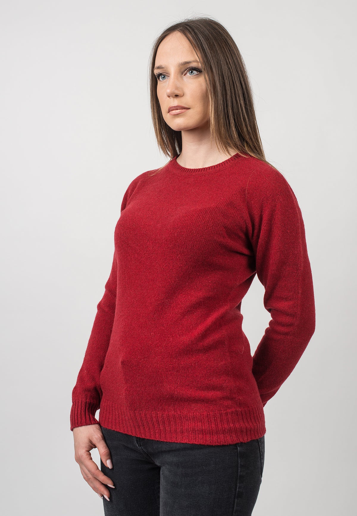 Pull col rond femme en cachemire régénéré, coloris Rouge, vue 2 | Dalle Piane Cashmere