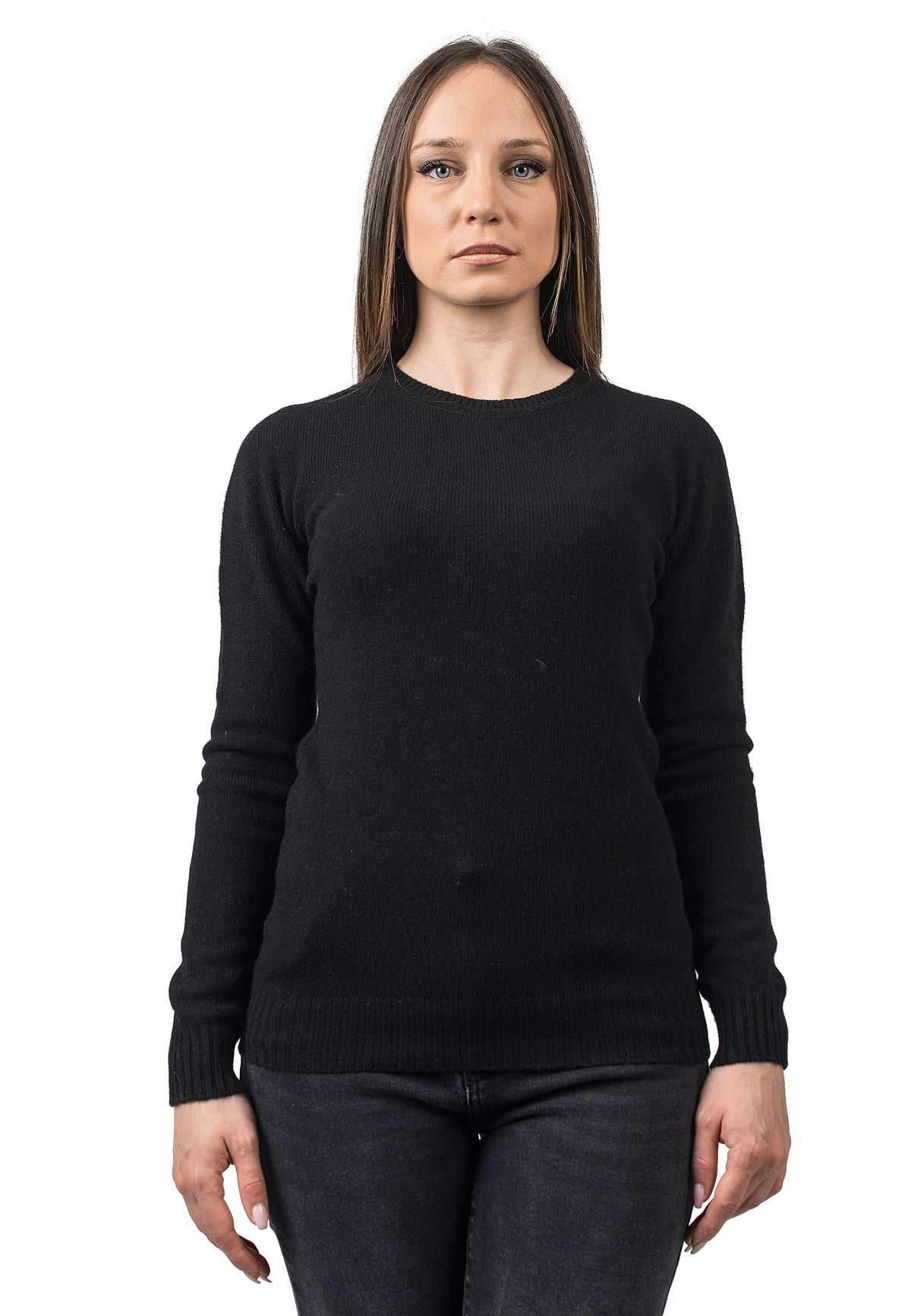 Pull col rond femme en cachemire régénéré, coloris Noir | Dalle Piane Cashmere