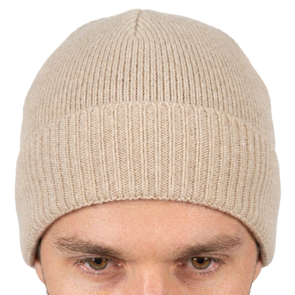 Bonnet jersey homme en 100 % cachemire