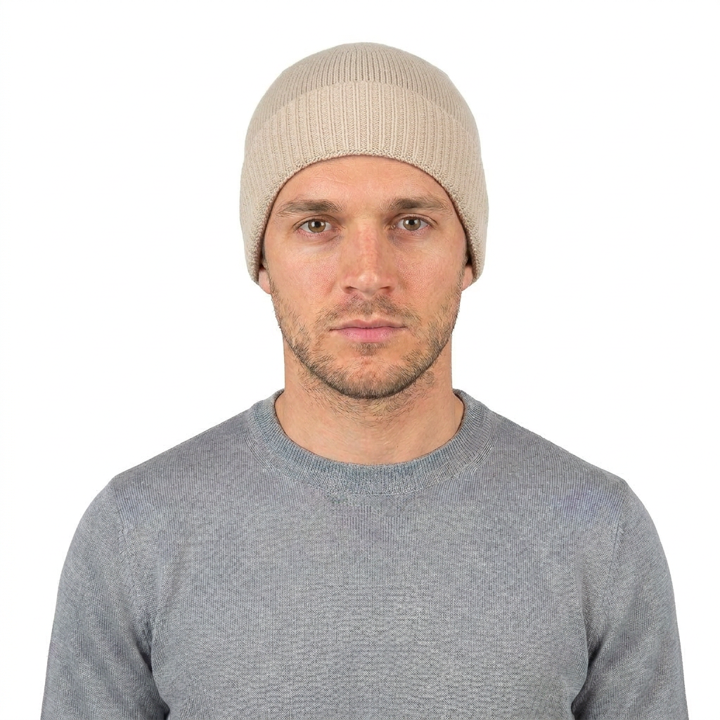 Bonnet jersey homme en 100 % cachemire