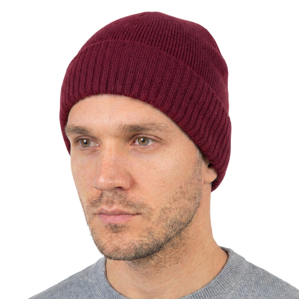 Bonnet jersey homme en 100 % cachemire