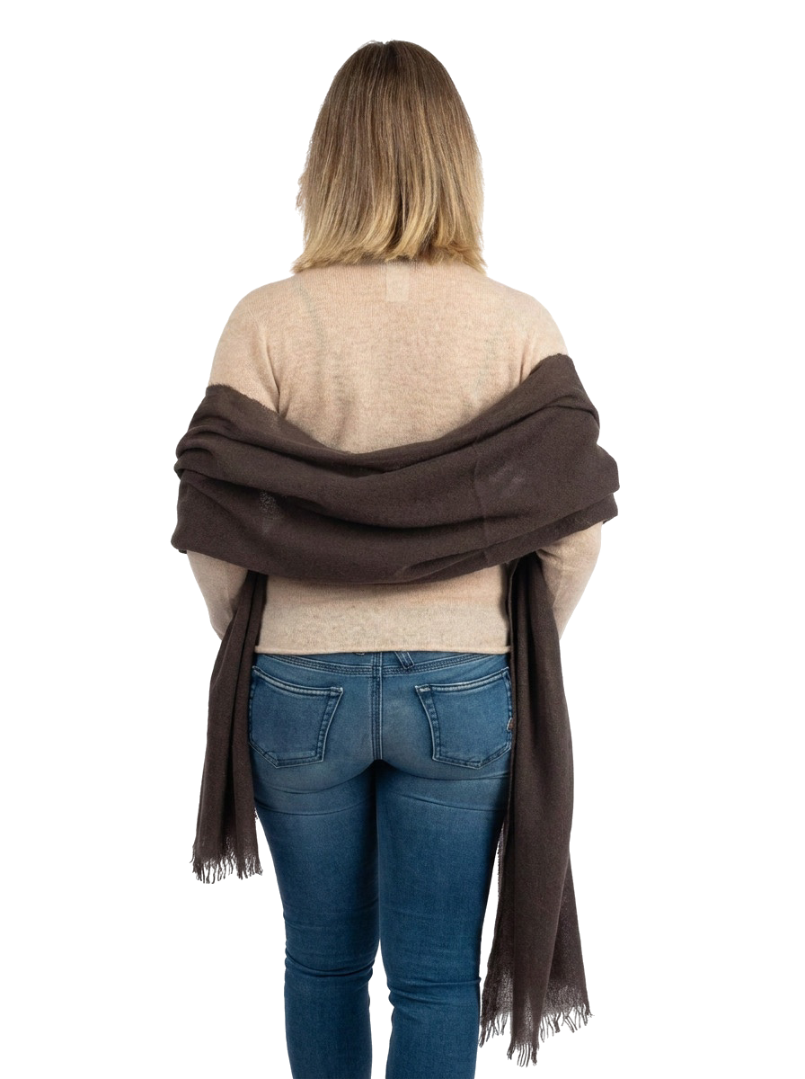 Pashmina femme 100 % cachemire, coloris Marron, vue 4 | Dalle Piane Cashmere