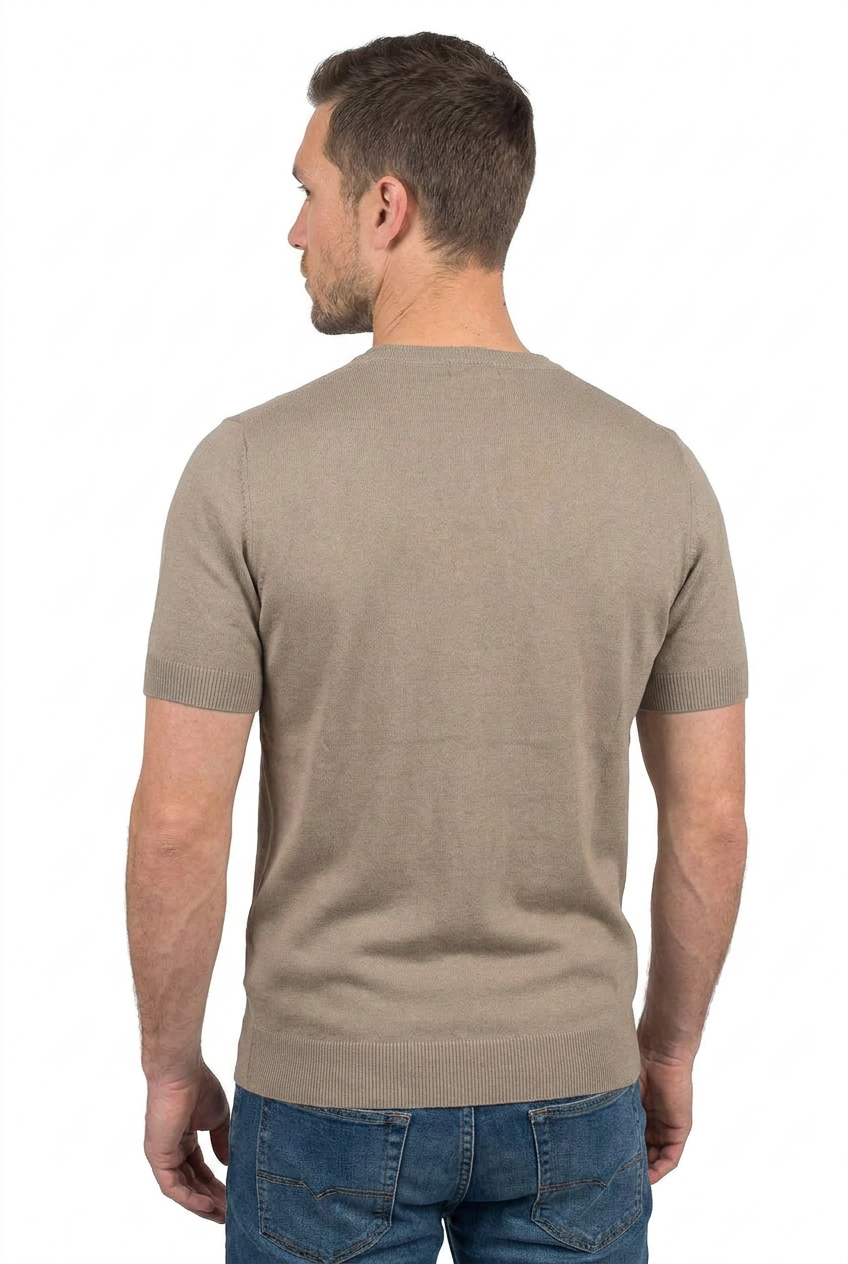 T-shirt homme manches courtes 100 % coton, coloris Taupe, vue 5 | Dalle Piane Cashmere