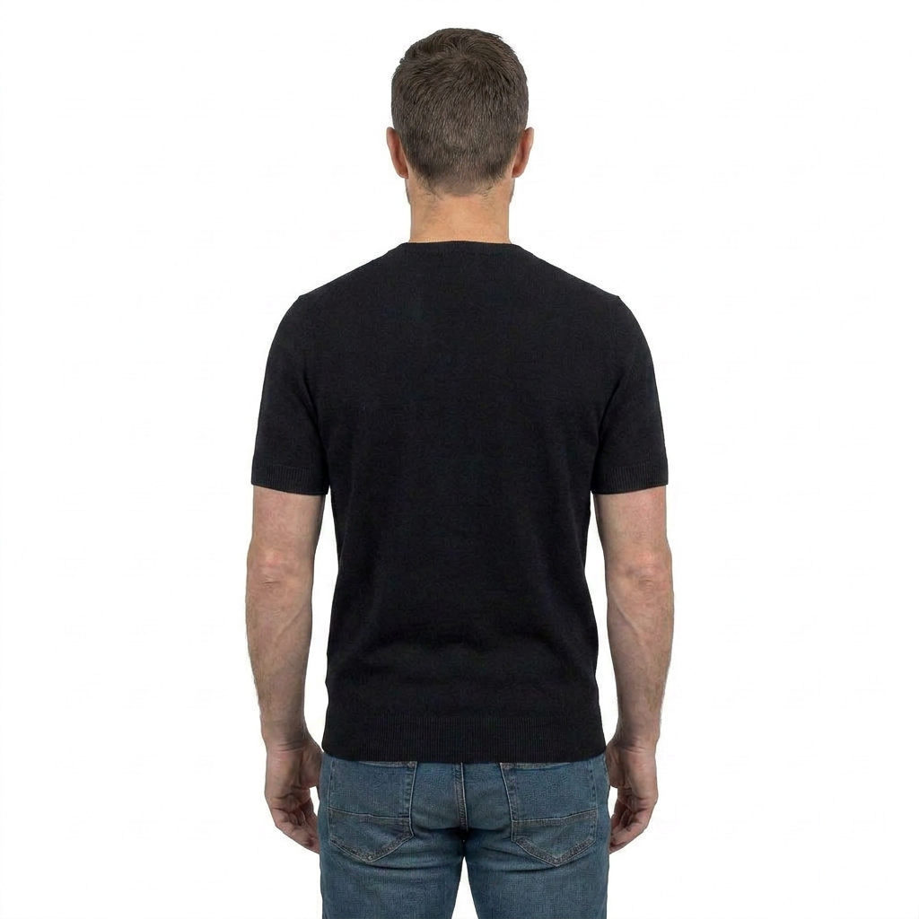 T-shirt homme manches courtes 100 % coton, coloris Noir, vue 4 | Dalle Piane Cashmere