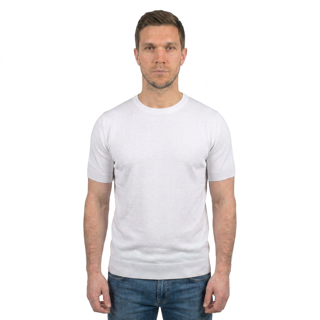 T-shirt homme manches courtes 100 % coton, coloris Blanc | Dalle Piane Cashmere