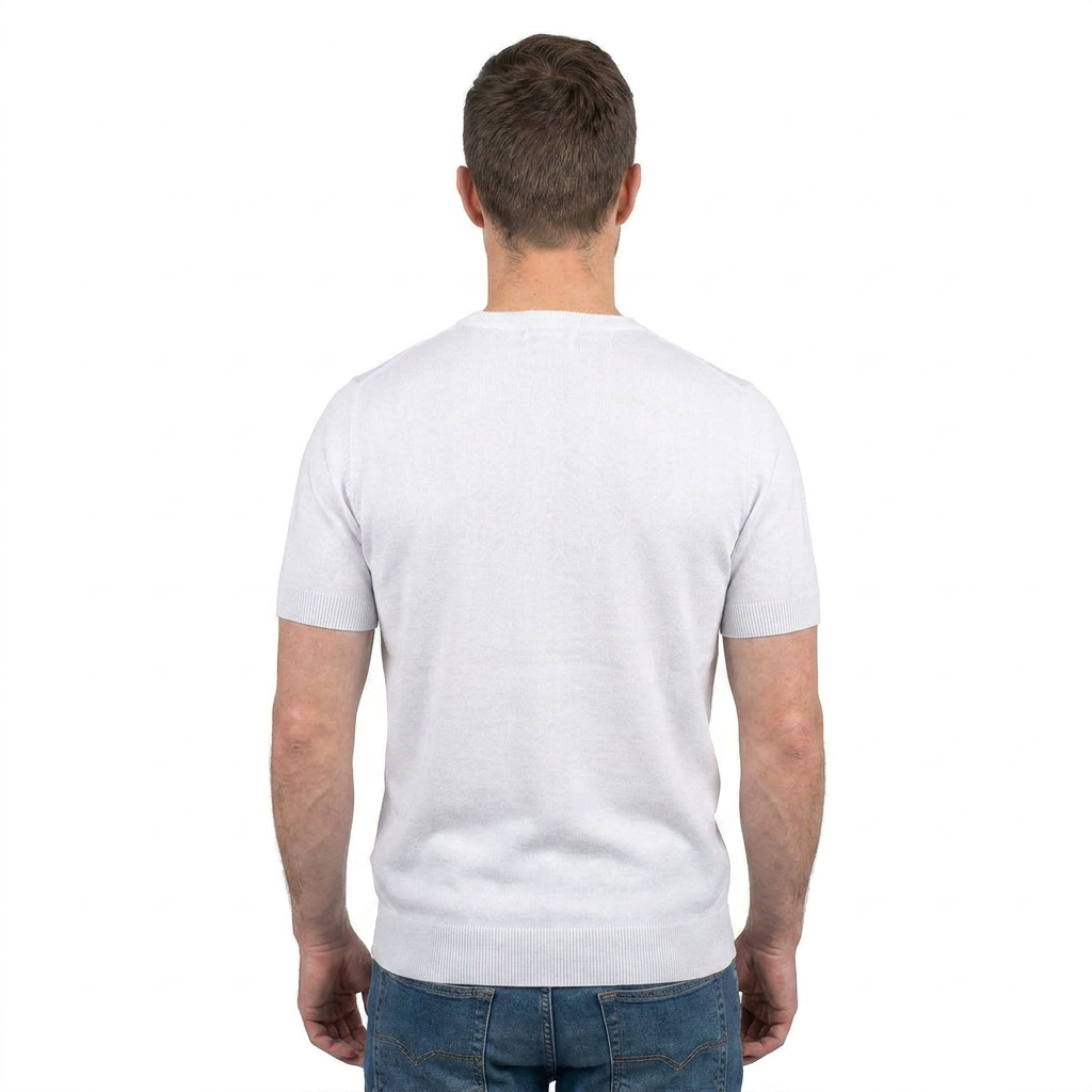 T-shirt homme manches courtes 100 % coton, coloris Blanc, vue 4 | Dalle Piane Cashmere