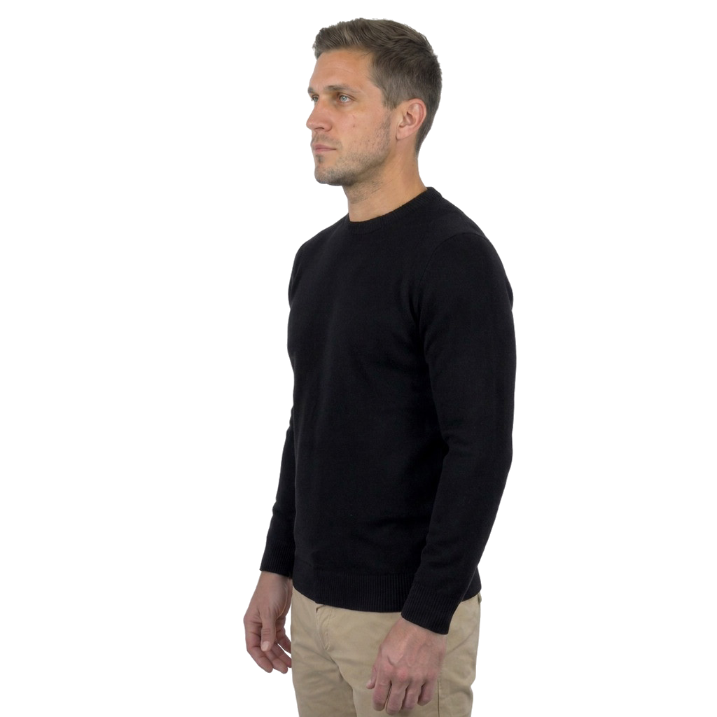 Pull col rond homme 100 % laine mérinos, coloris Bordeaux, vue 2 | Dalle Piane Cashmere