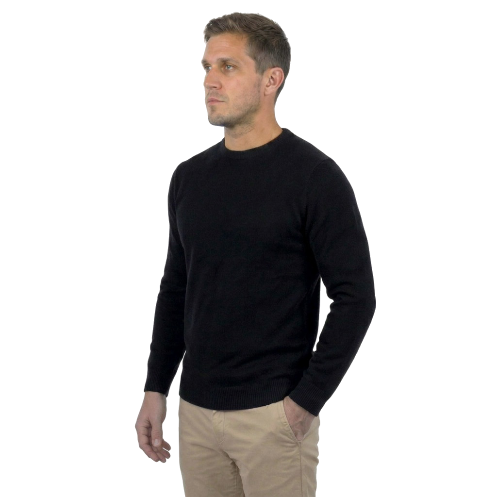 Pull col rond homme 100 % laine mérinos, coloris Bordeaux, vue 3 | Dalle Piane Cashmere