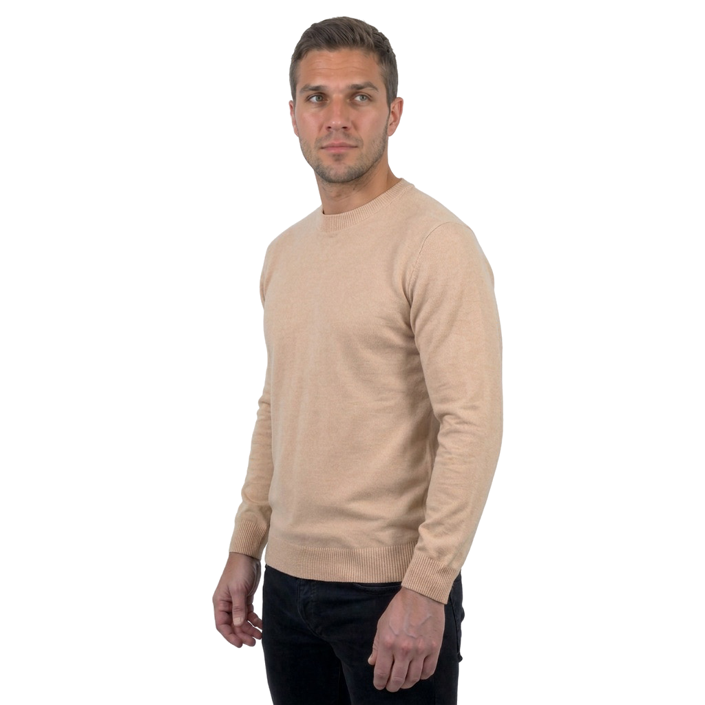 Pull col rond homme 100 % laine mérinos, coloris Bordeaux, vue 8 | Dalle Piane Cashmere