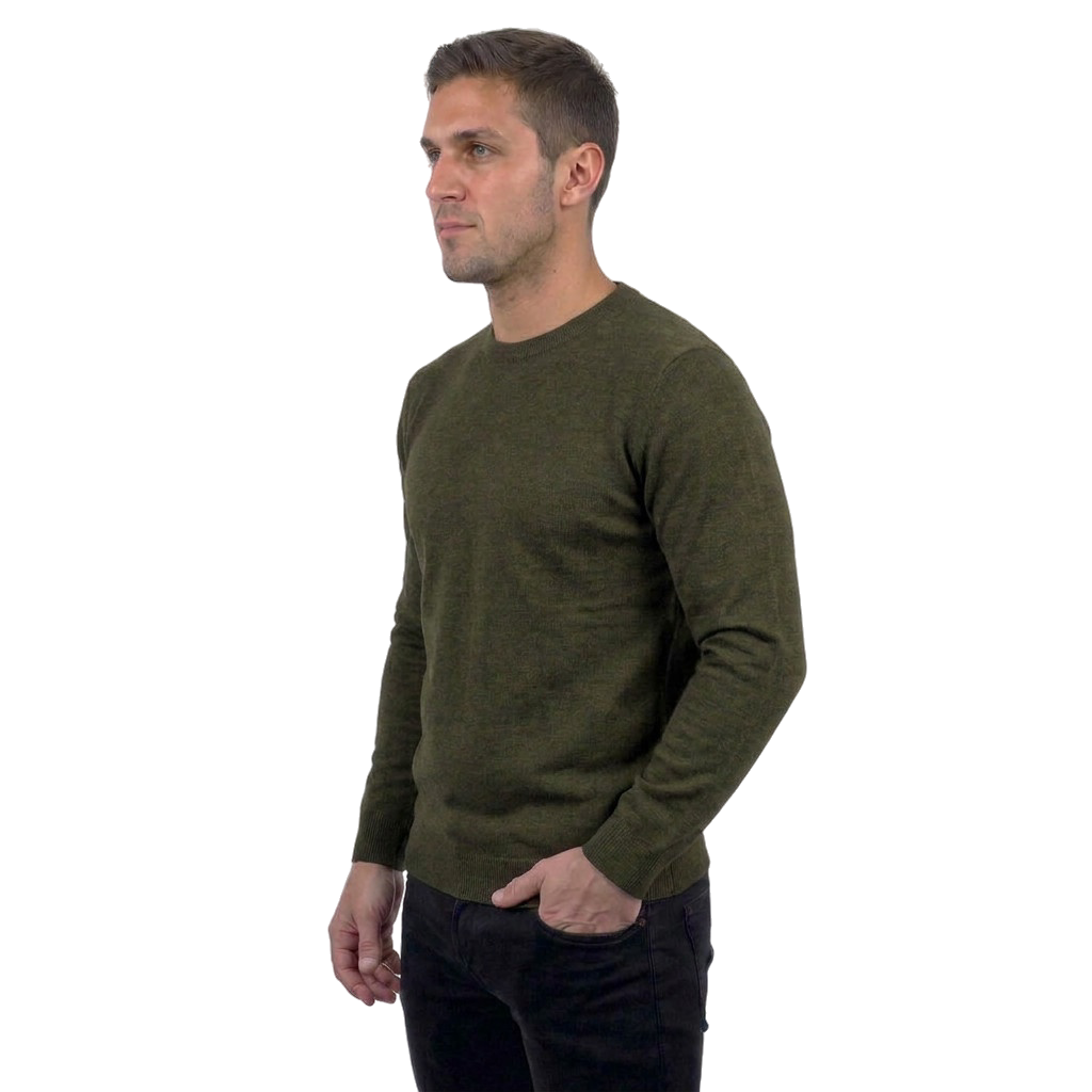 Pull col rond homme 100 % laine mérinos, coloris Bordeaux, vue 12 | Dalle Piane Cashmere