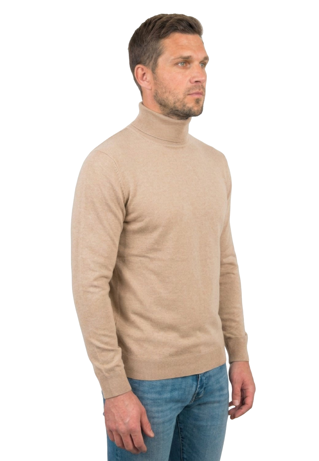 Pull col roulé homme 100 % laine mérinos, coloris Beige, vue 4 | Dalle Piane Cashmere