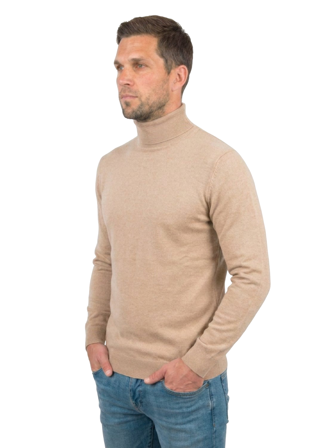 Pull col roulé homme 100 % laine mérinos, coloris Vert, vue 4 | Dalle Piane Cashmere