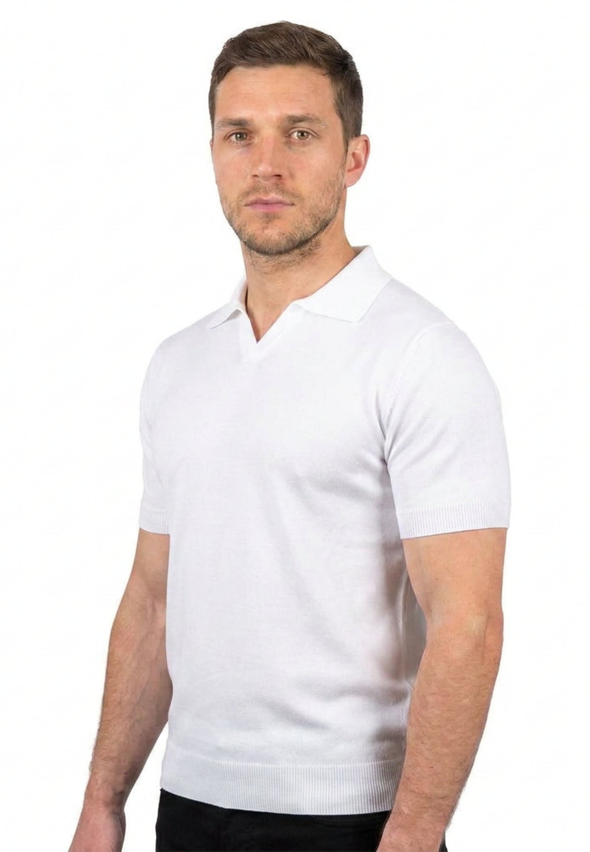 Polo homme manches courtes 100 % coton, coloris Blanc, vue 2 | Dalle Piane Cashmere
