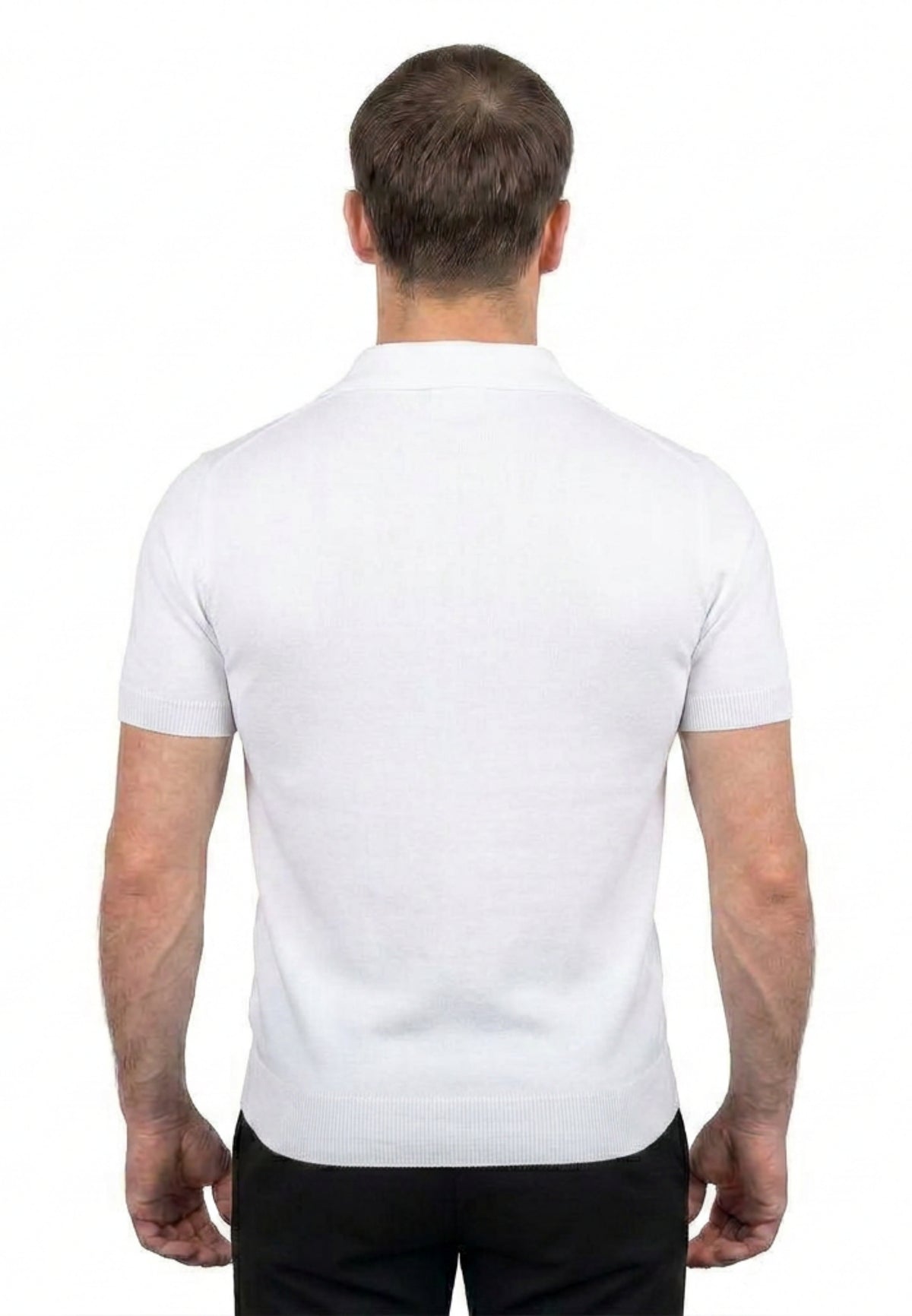 Polo homme manches courtes 100 % coton, coloris Blanc, vue 3 | Dalle Piane Cashmere