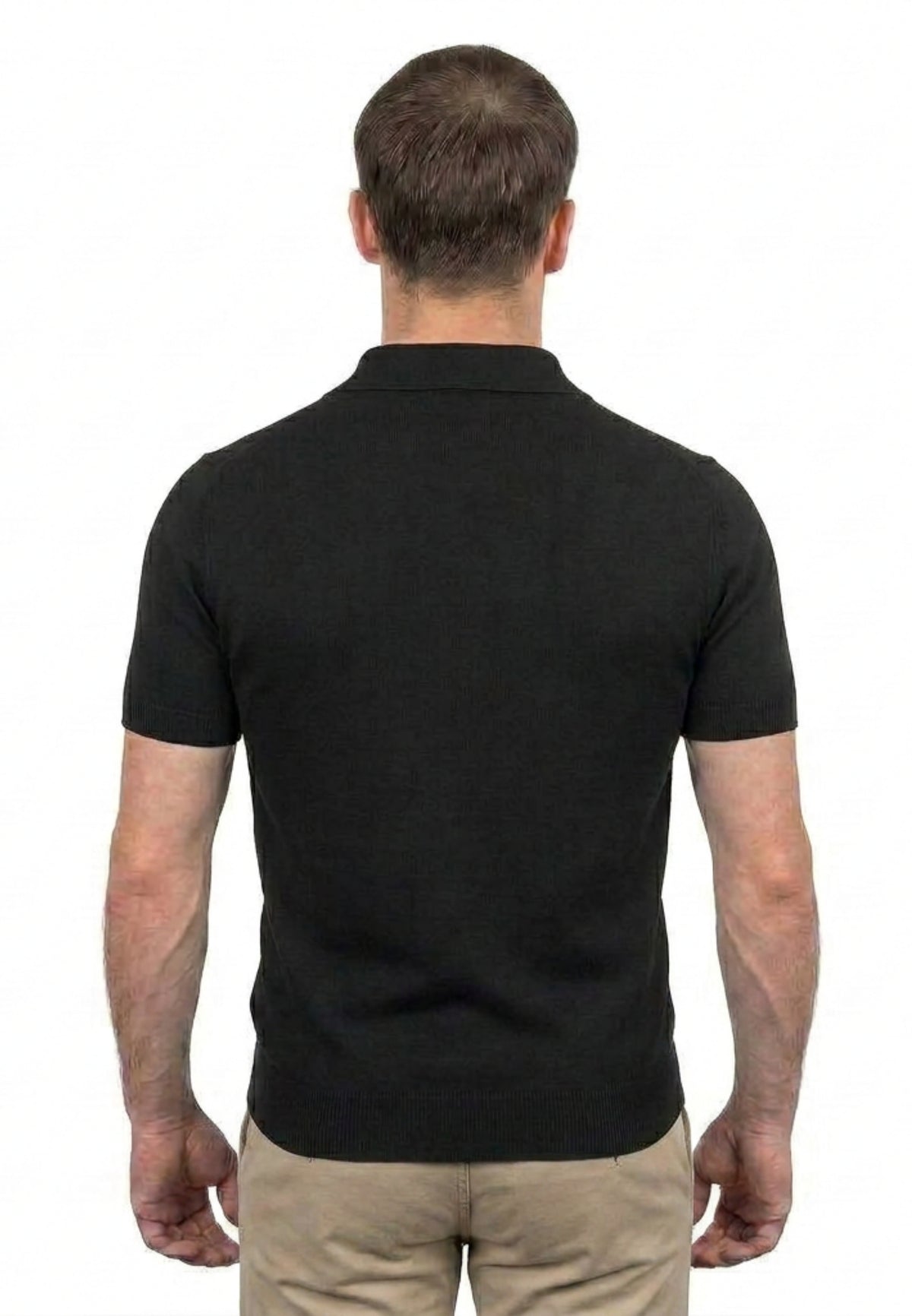 Polo homme manches courtes 100 % coton, coloris Noir, vue 3 | Dalle Piane Cashmere