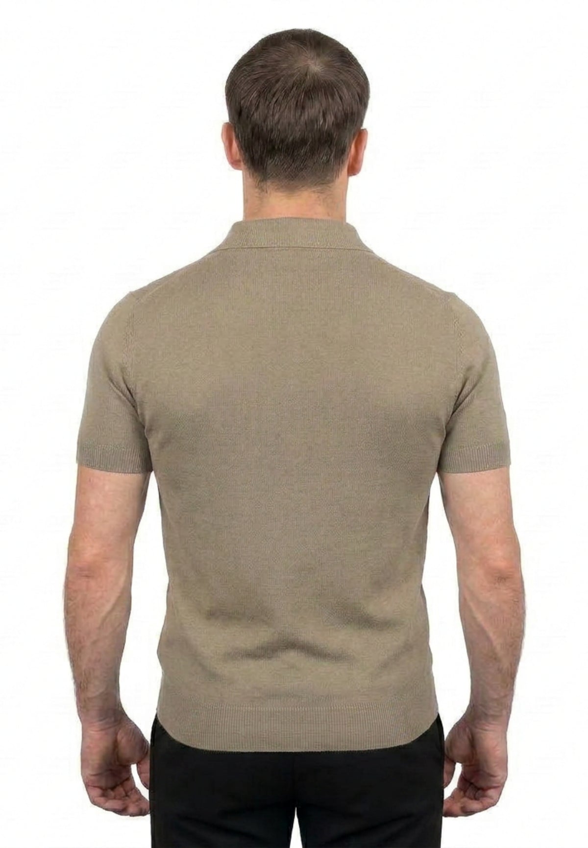 Polo homme manches courtes 100 % coton, coloris Taupe, vue 3 | Dalle Piane Cashmere