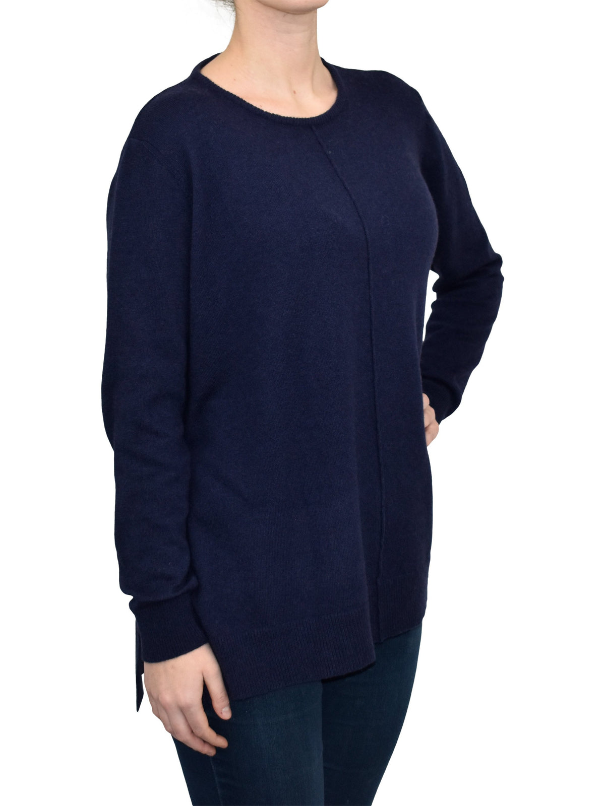 Maxi-pull évasé femme mélange cachemire, coloris Bleu, vue 2 | Dalle Piane Cashmere