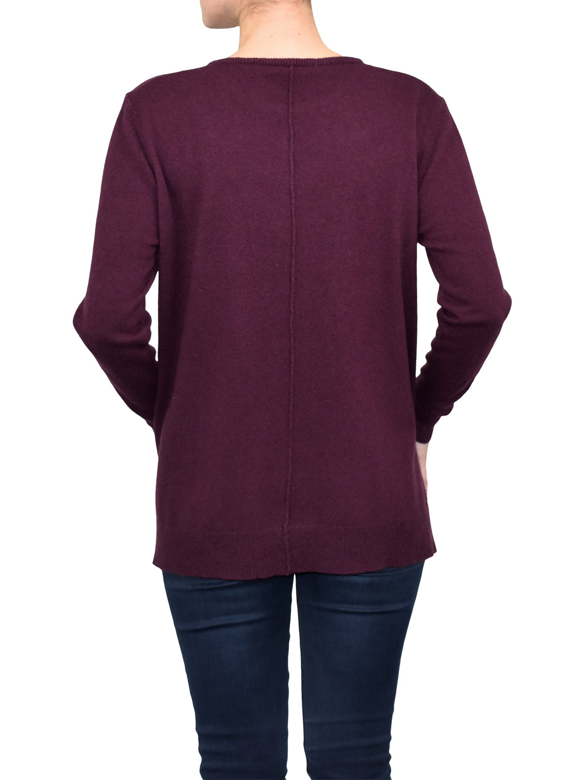Maxi-pull évasé femme mélange cachemire, coloris Bordeaux, vue 3 | Dalle Piane Cashmere