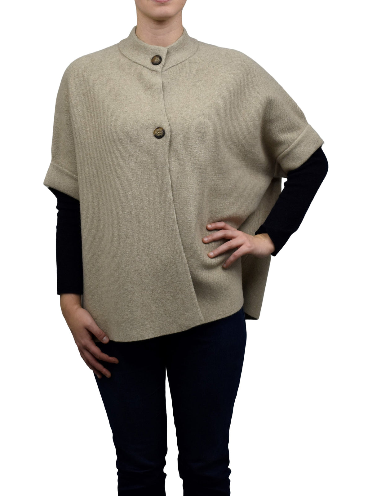 Mantella due bottoni misto cashmere, colore Beige | Dalle Piane Cashmere