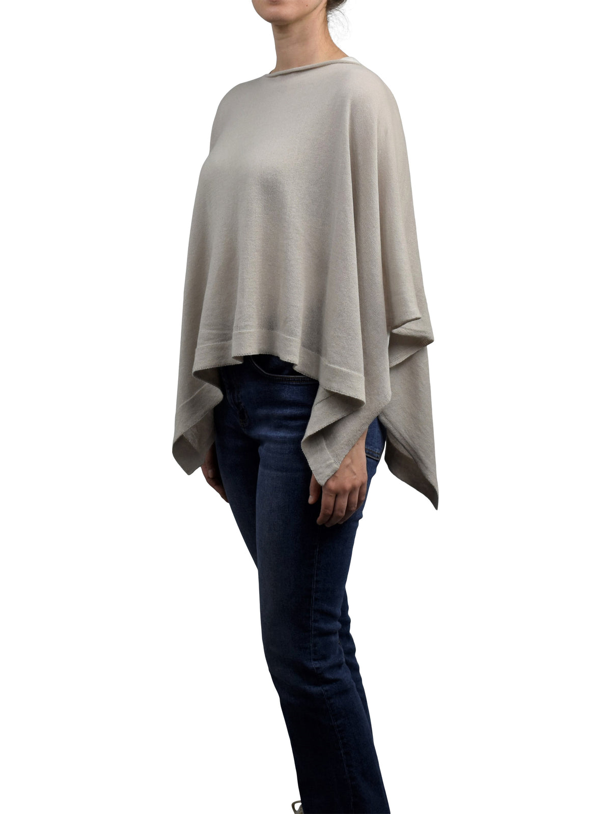 Poncho cotone e cashmere, colore Beige | Dalle Piane Cashmere