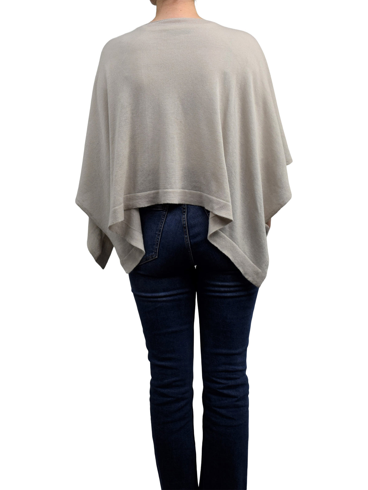 Poncho femme coton et cachemire, coloris Beige, vue 3 | Dalle Piane Cashmere