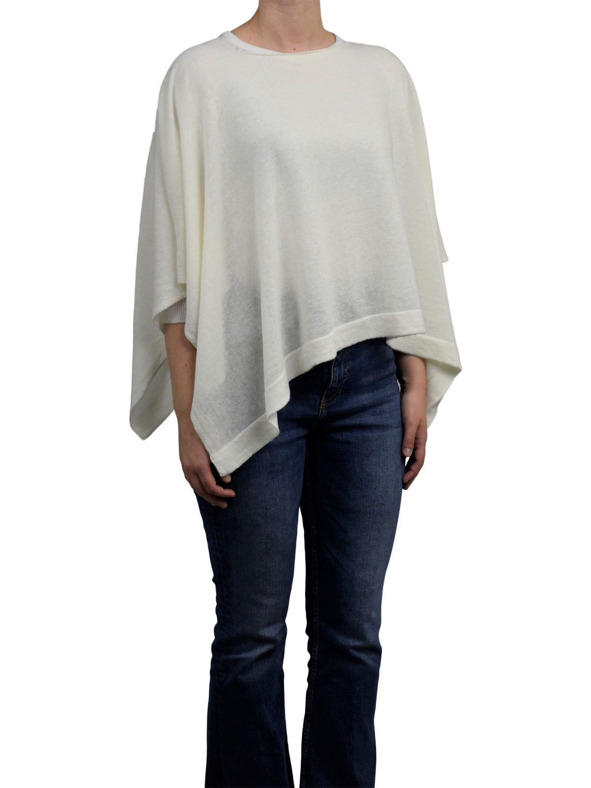 Poncho femme coton et cachemire, coloris Crème | Dalle Piane Cashmere