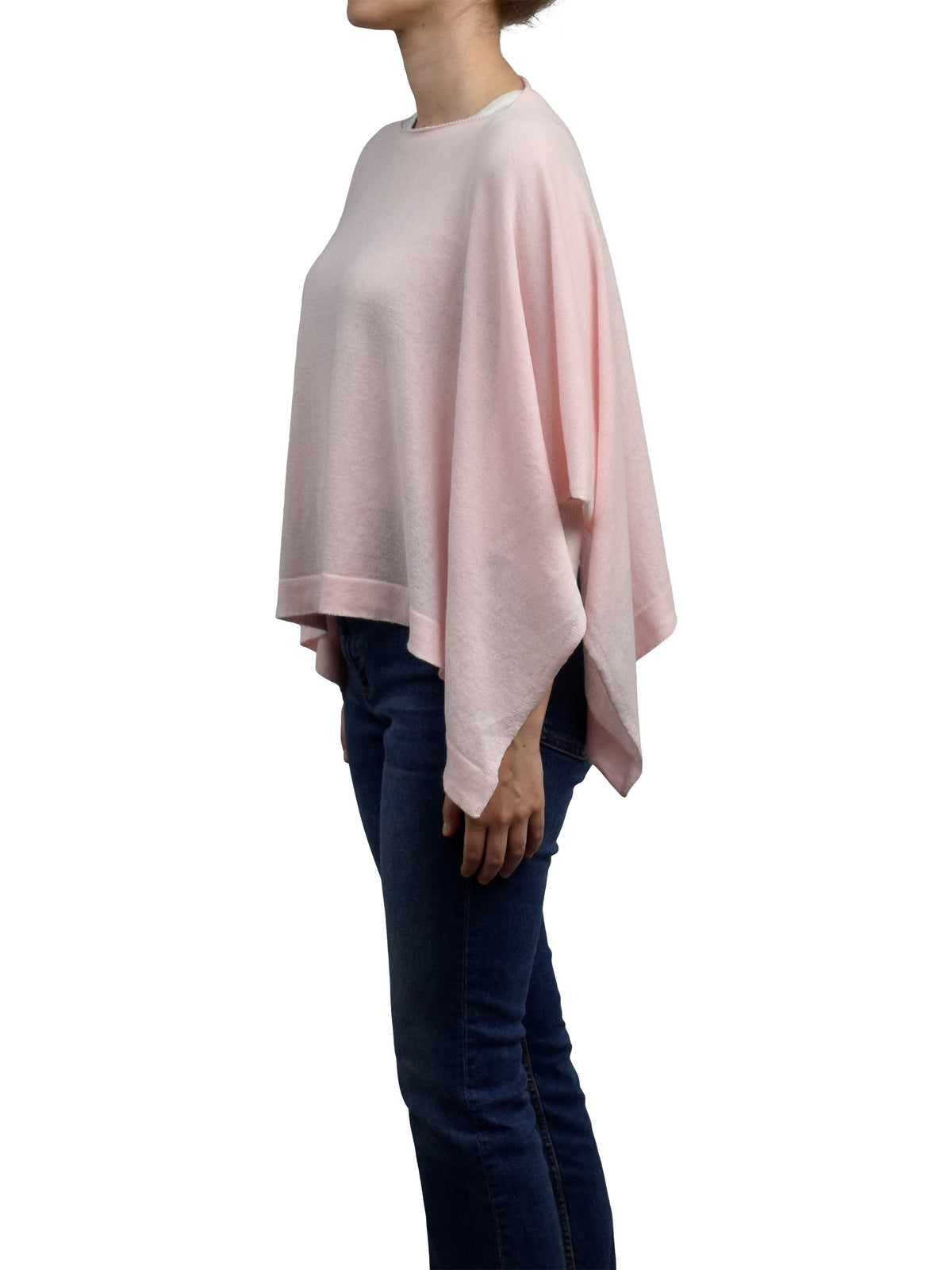 Poncho femme coton et cachemire, coloris Rose, vue 3 | Dalle Piane Cashmere