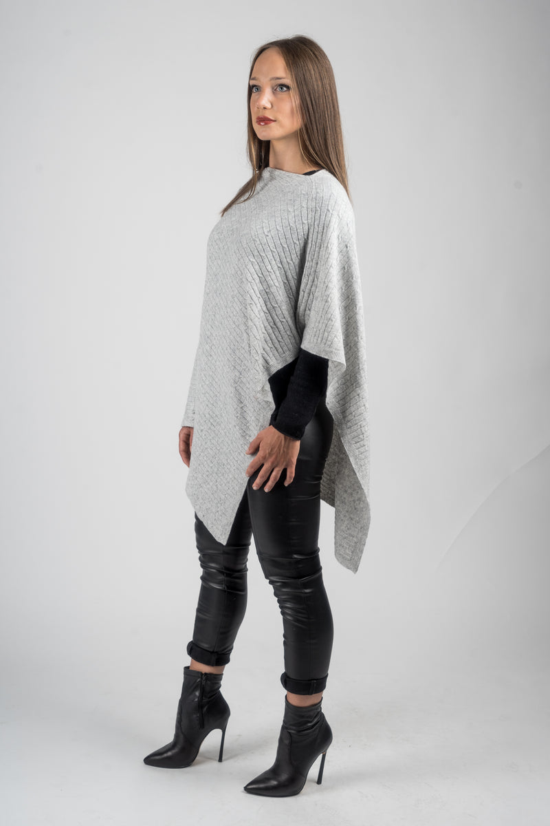 Poncho a treccine misto cashmere | Dalle Piane Cashmere