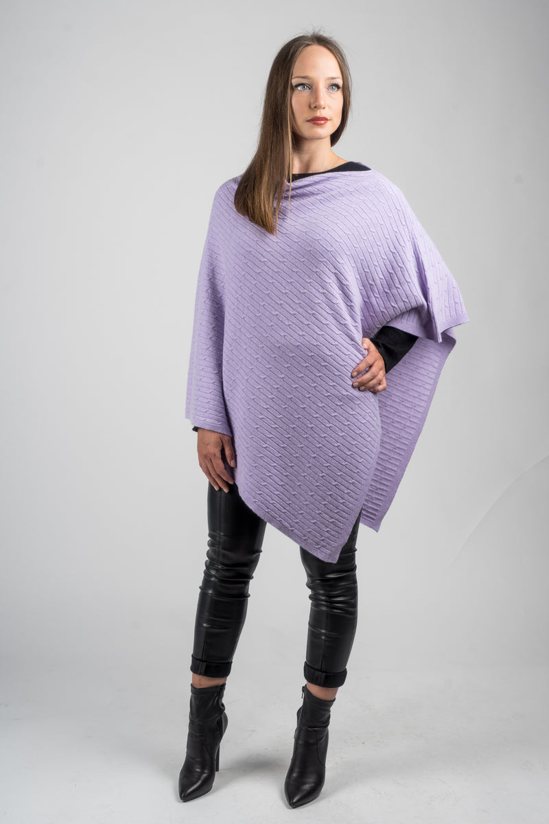 Poncho a treccine misto cashmere | Dalle Piane Cashmere