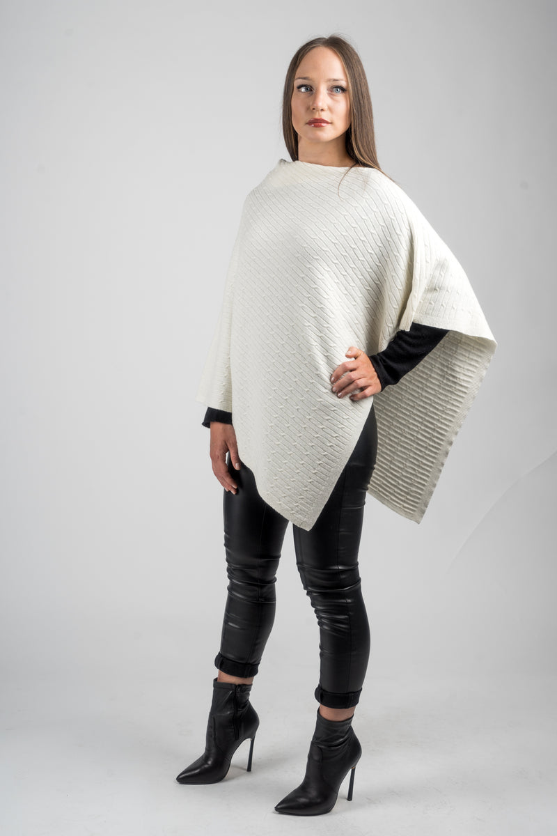 Poncho a treccine misto cashmere | Dalle Piane Cashmere