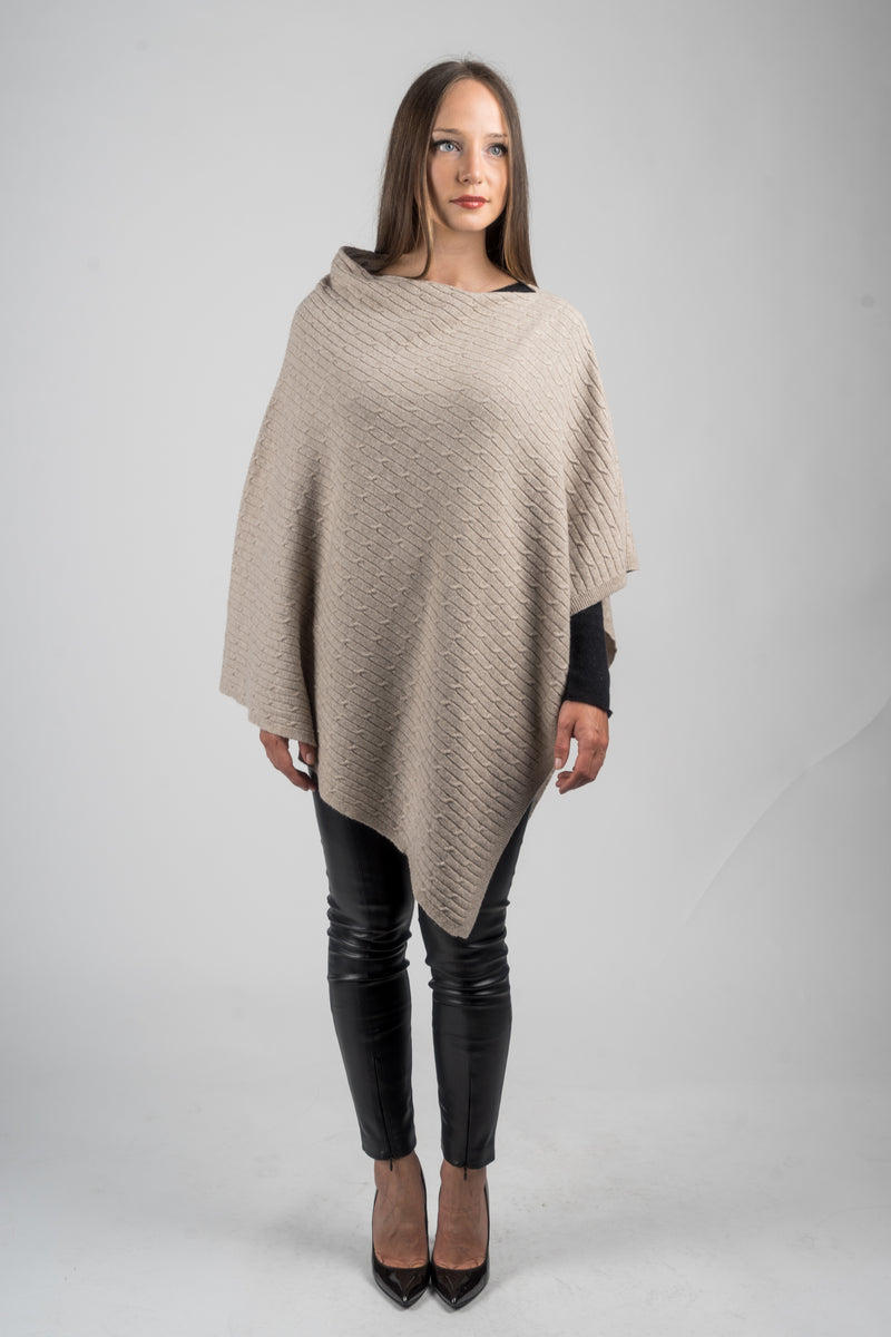 Poncho a treccine misto cashmere | Dalle Piane Cashmere