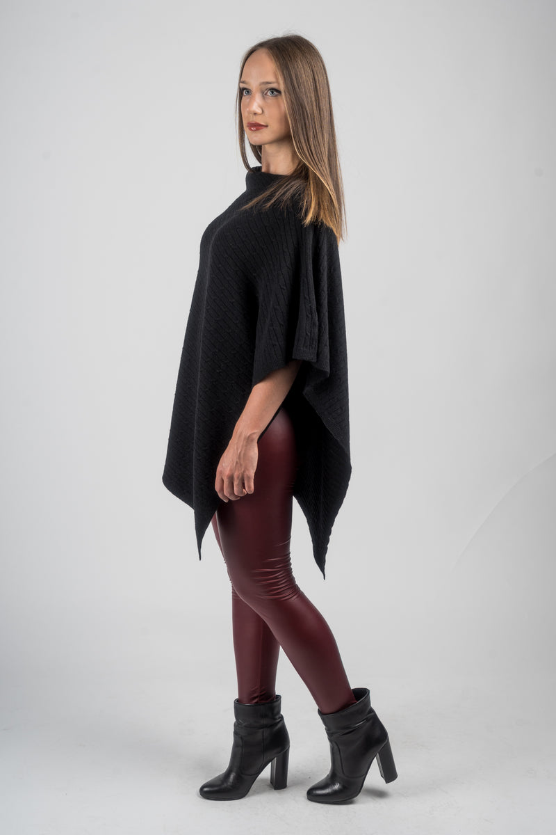 Poncho a treccine misto cashmere | Dalle Piane Cashmere