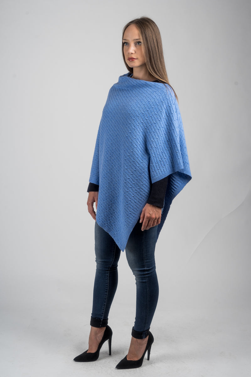 Poncho a treccine misto cashmere | Dalle Piane Cashmere