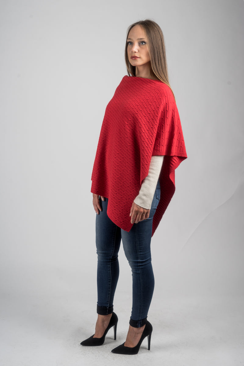 Poncho a treccine misto cashmere | Dalle Piane Cashmere