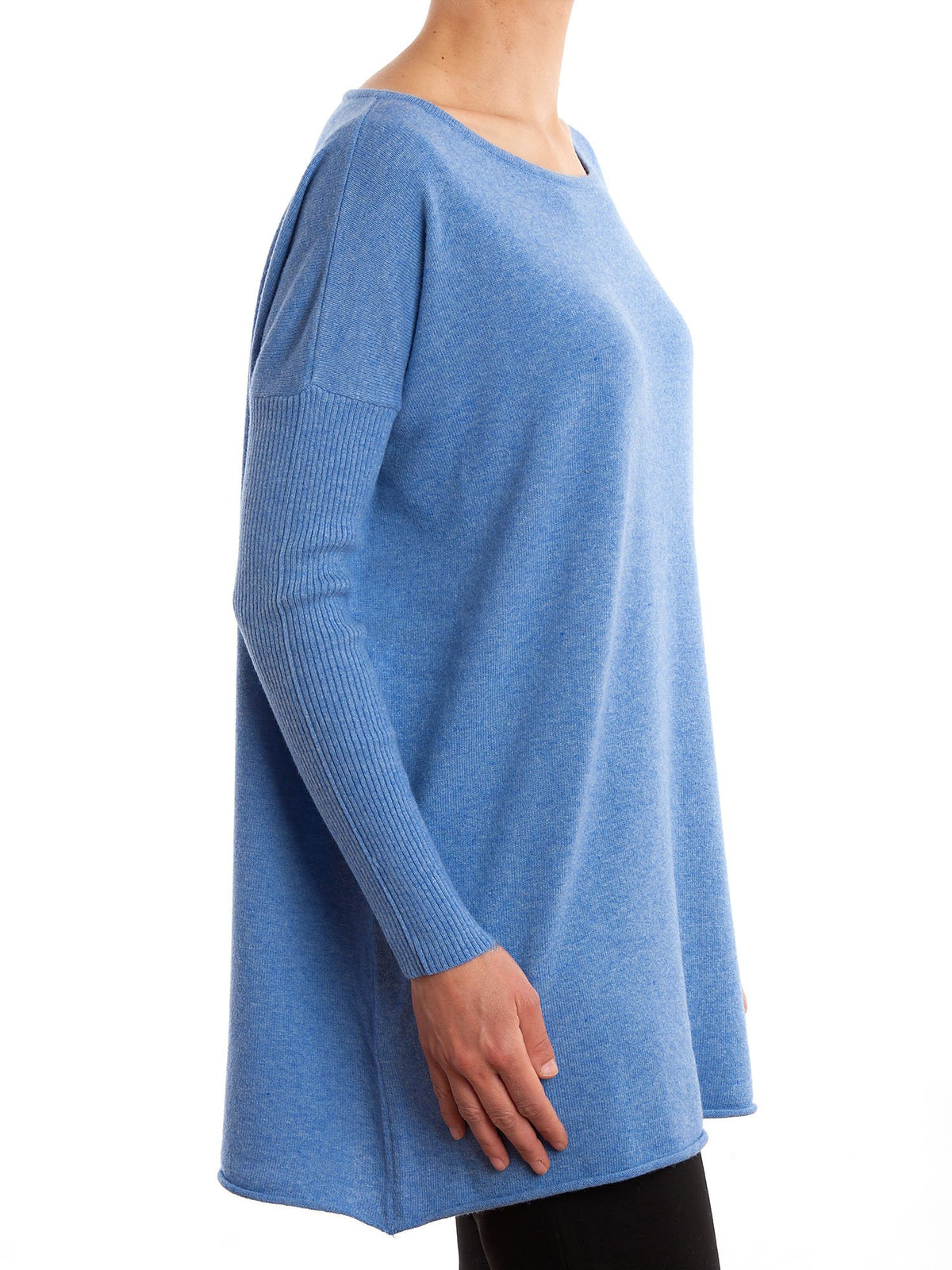Maxi-pull femme mélange cachemire, coloris Azur, vue 2 | Dalle Piane Cashmere