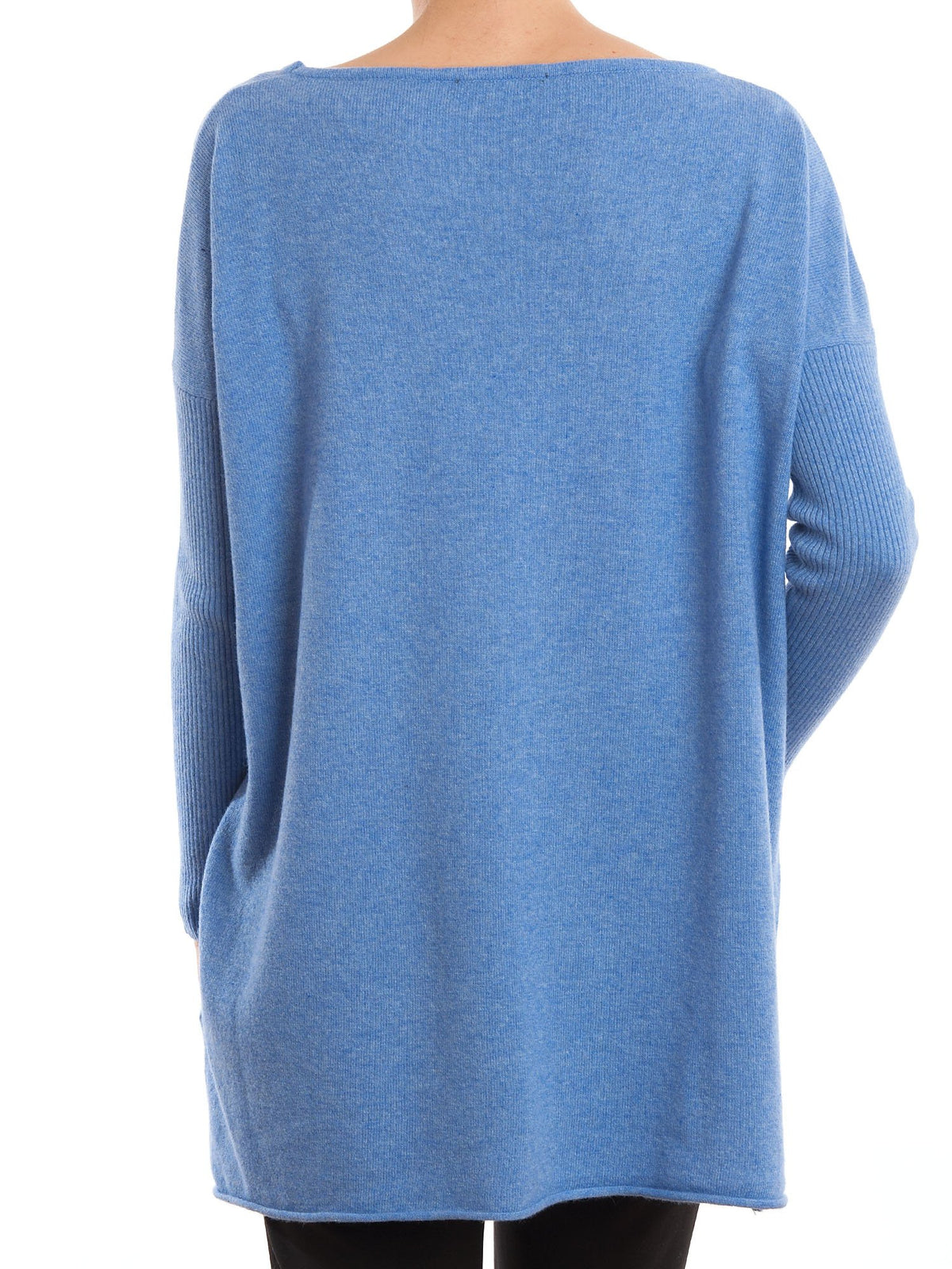Maxi-pull femme mélange cachemire, coloris Azur, vue 3 | Dalle Piane Cashmere