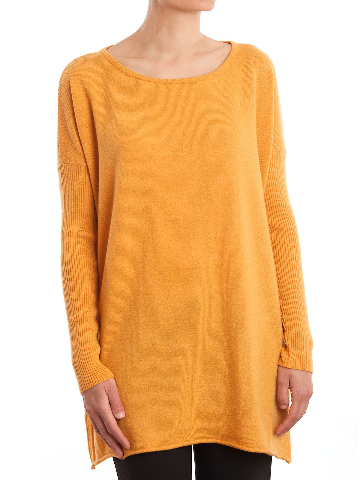 Maxi-pull femme mélange cachemire, coloris Jaune | Dalle Piane Cashmere