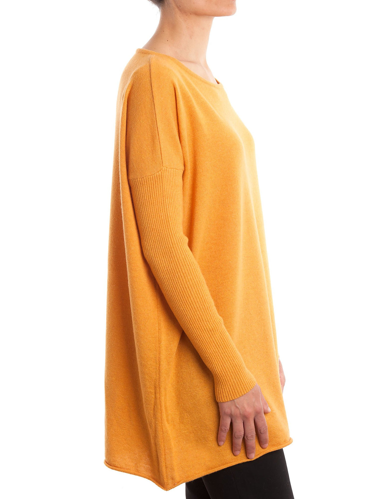 Maxi-pull femme mélange cachemire, coloris Jaune, vue 2 | Dalle Piane Cashmere