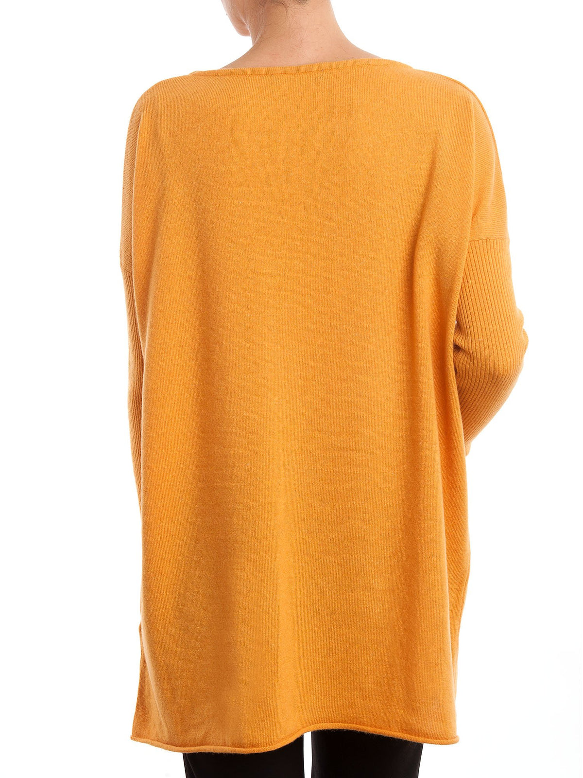 Maxi-pull femme mélange cachemire, coloris Jaune, vue 3 | Dalle Piane Cashmere