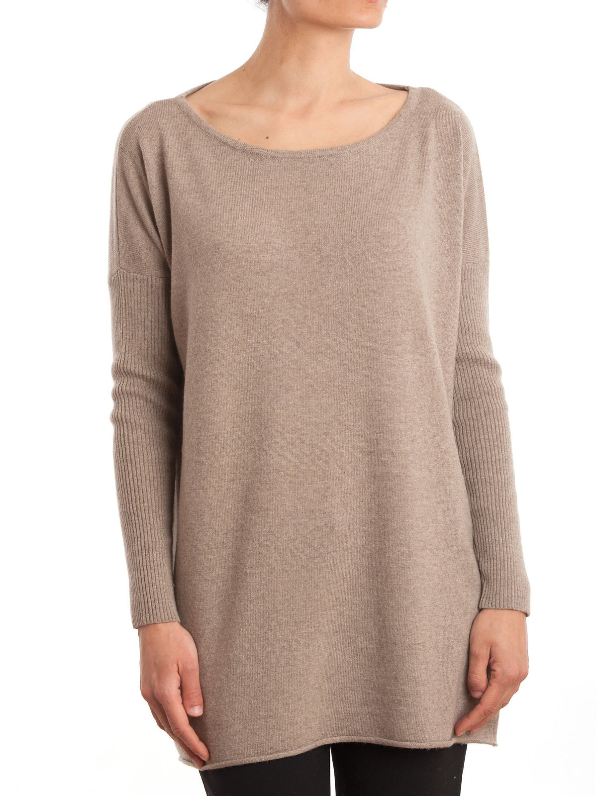 Maxi-pull femme mélange cachemire, coloris Vison | Dalle Piane Cashmere
