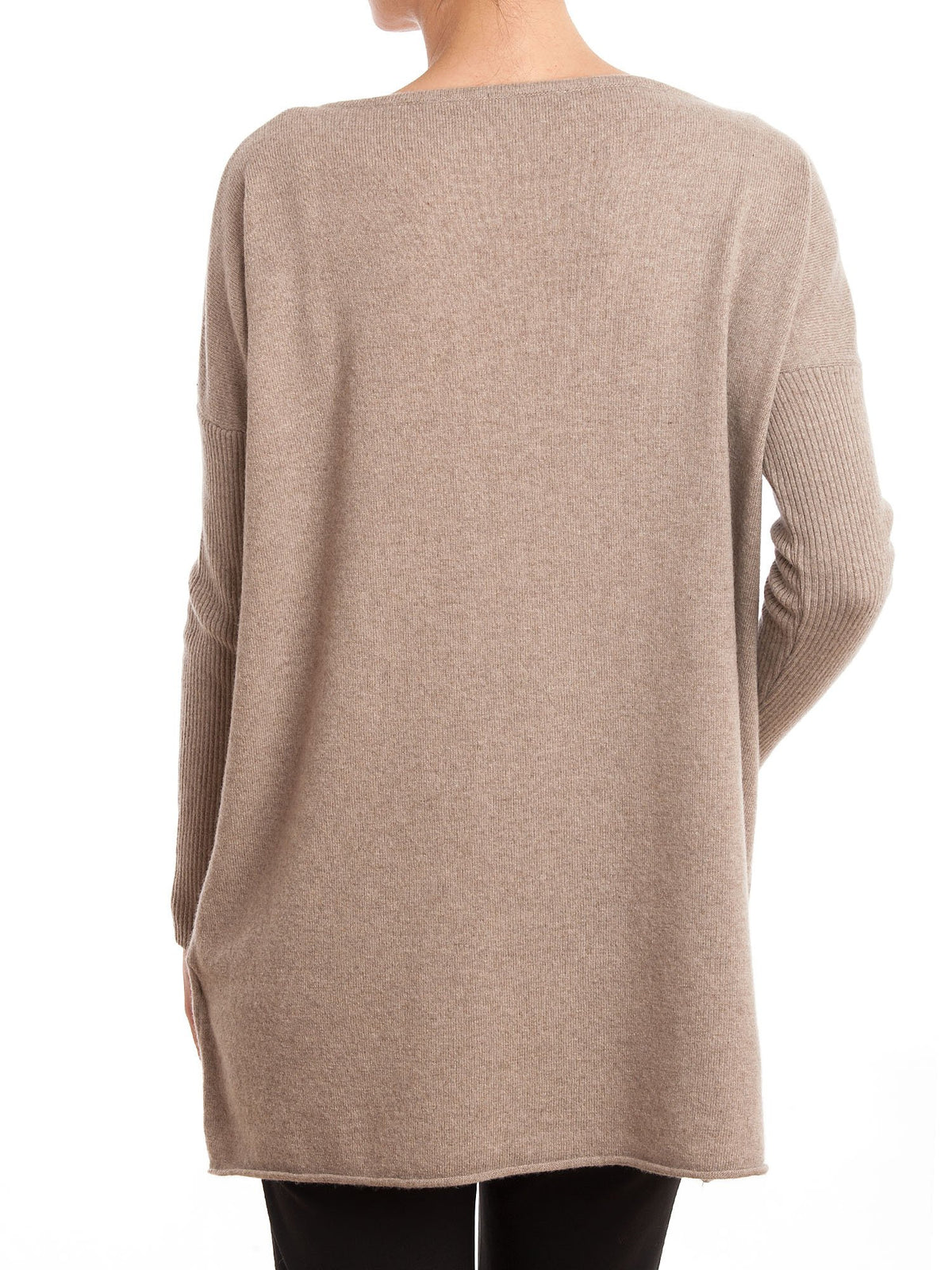 Maxi-pull femme mélange cachemire, coloris Vison, vue 2 | Dalle Piane Cashmere