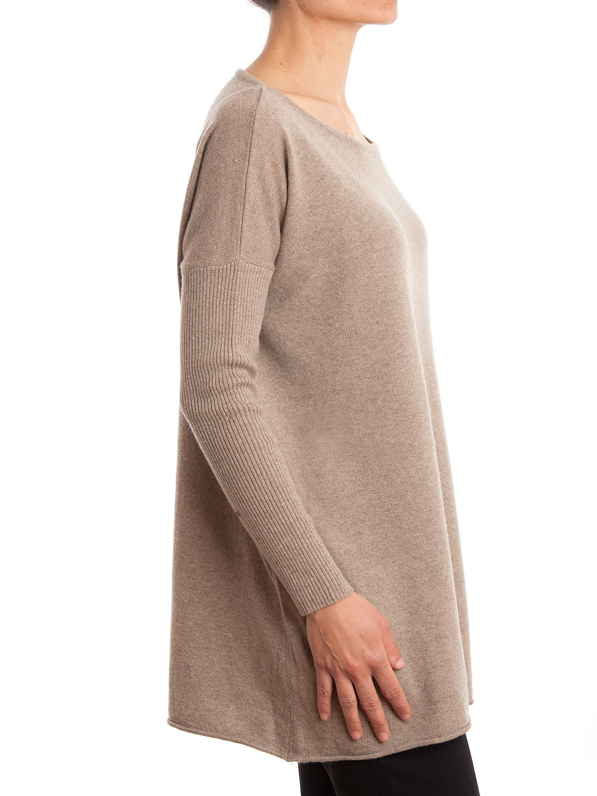 Maxi-pull femme mélange cachemire, coloris Vison, vue 3 | Dalle Piane Cashmere