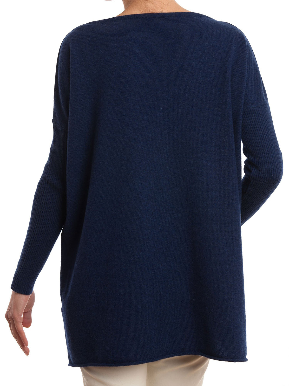 Maxi-pull femme mélange cachemire, coloris Bleu, vue 3 | Dalle Piane Cashmere