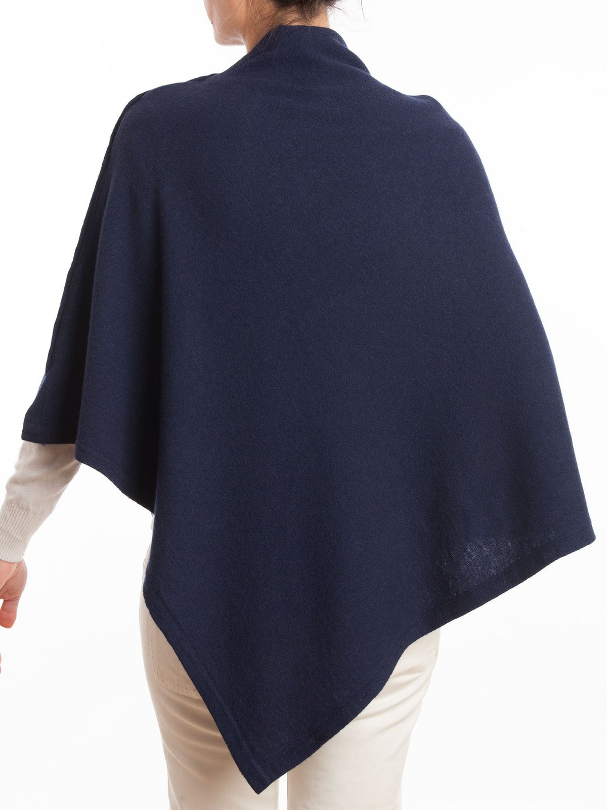 Poncho à boutons femme mélange cachemire, coloris Bleu, vue 3 | Dalle Piane Cashmere