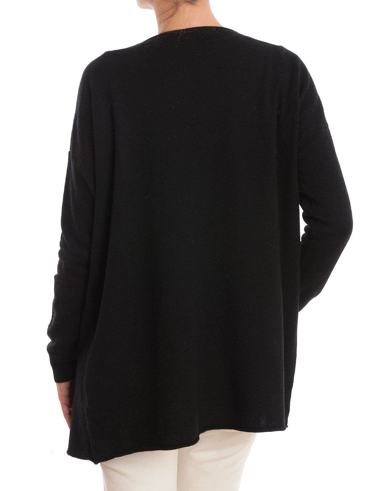Cardigan asymétrique femme mélange cachemire, coloris Noir, vue 3 | Dalle Piane Cashmere