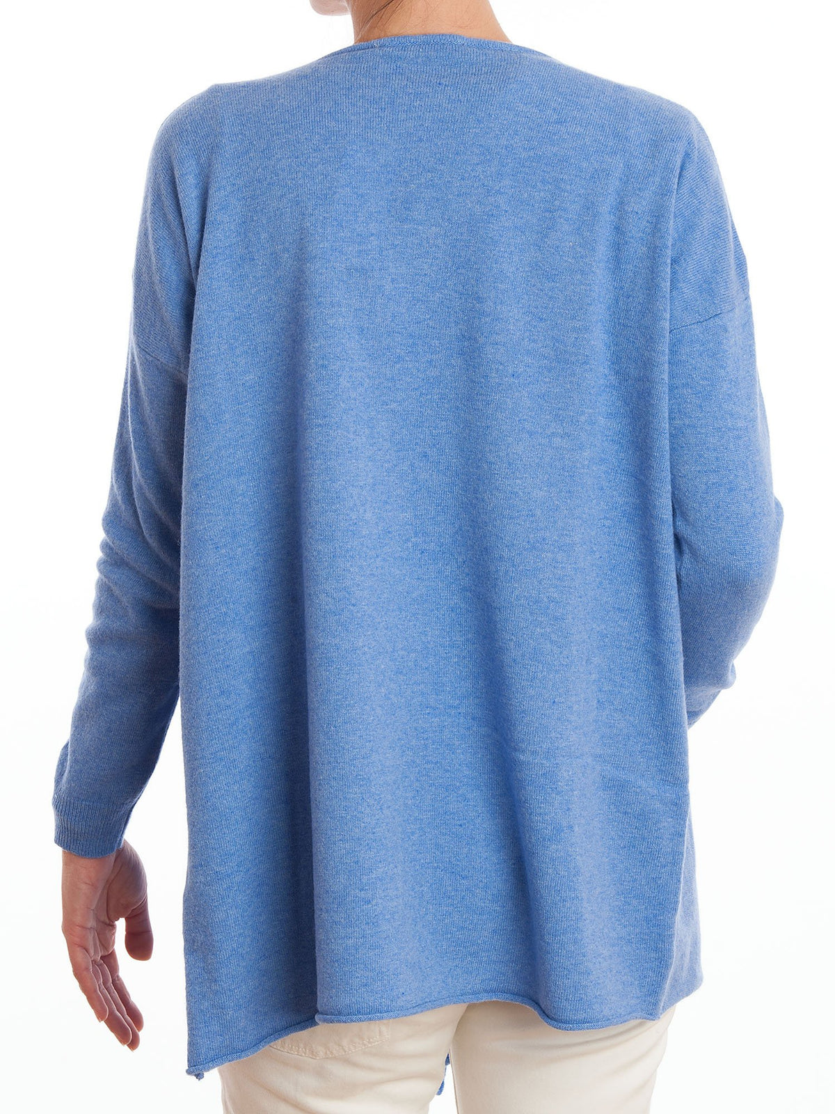 Cardigan asymétrique femme mélange cachemire, coloris Azur, vue 3 | Dalle Piane Cashmere
