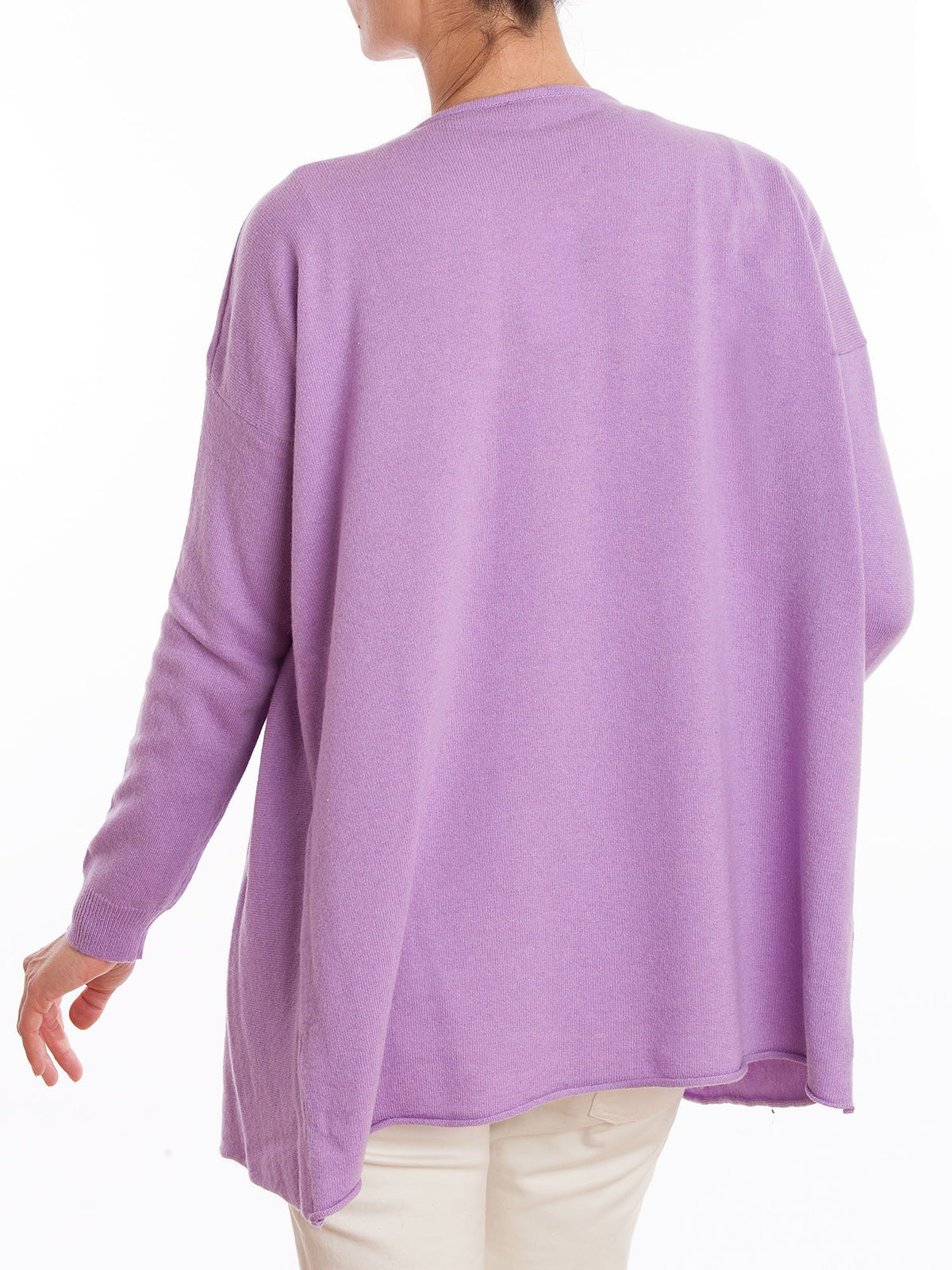 Cardigan asymétrique femme mélange cachemire, coloris Lilas, vue 3 | Dalle Piane Cashmere