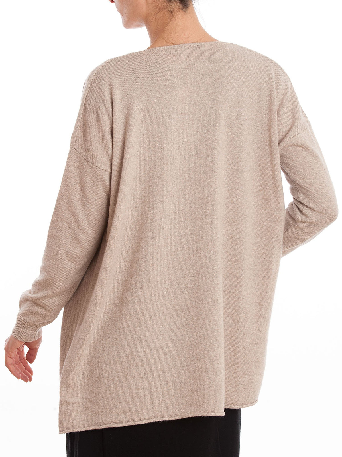 Cardigan asymétrique femme mélange cachemire, coloris Beige, vue 3 | Dalle Piane Cashmere
