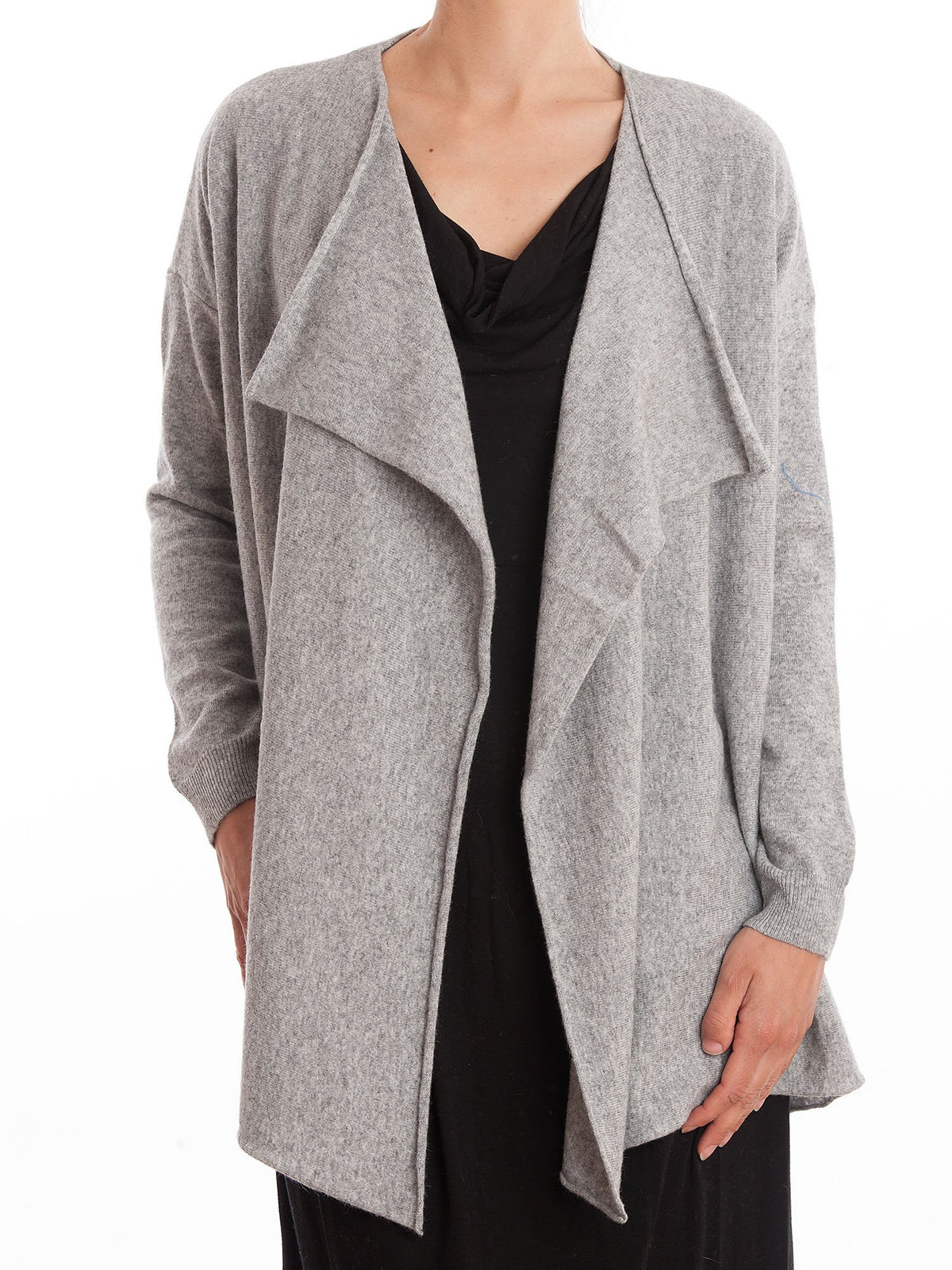 Cardigan asymétrique femme mélange cachemire, coloris Gris | Dalle Piane Cashmere